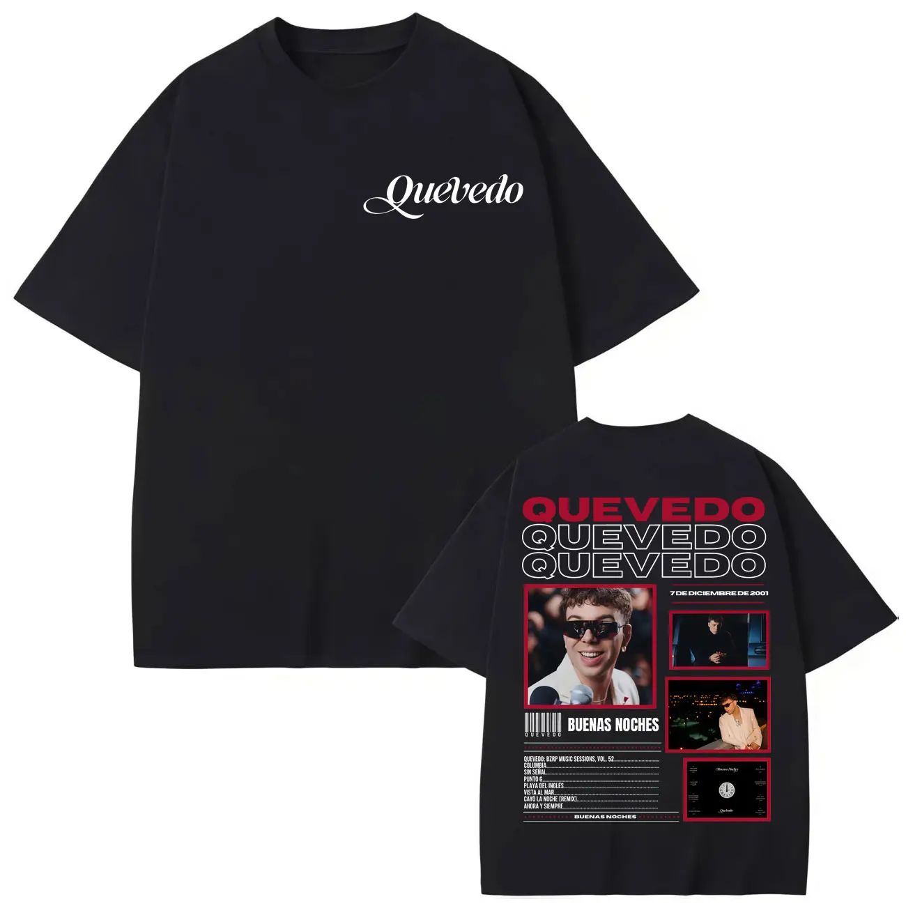 

Rapper Quevedo BUENAS NOCHES Album Graphic T Shirts Men's Women's Clothing Hip Hop Trend T-shirt Fashion Y2k Oversized T-shirts