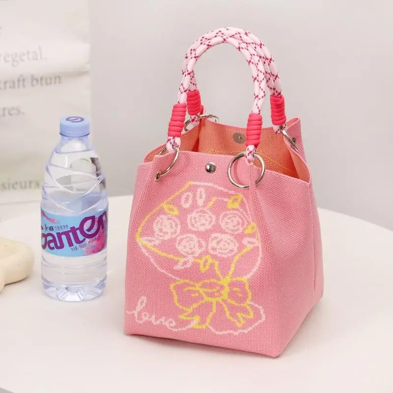 

Faionable Knitted Buet Bag Women's Crossbody oulder Bag Large Capaci Portable Handbag for Outing Urban mat Sle