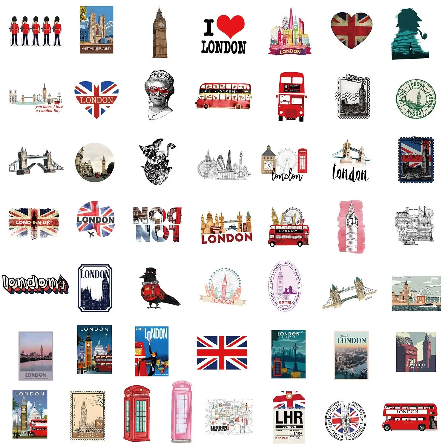 10/50PCS Vintage British style London Travel Stickers Aesthetic City Landmark Decals DIY Notebook Bike Phone Luggage Car Sticker