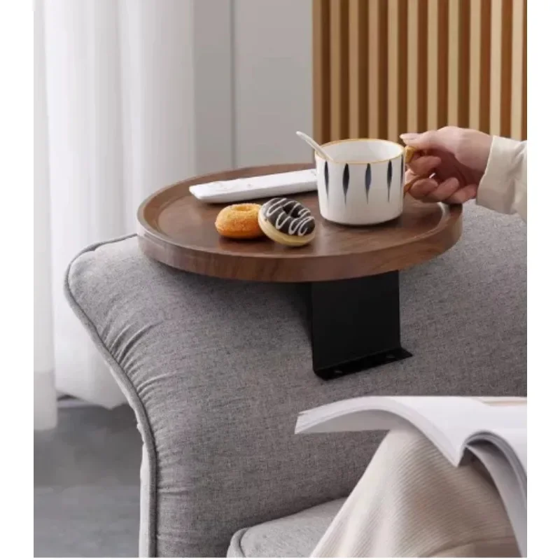 Clip-on Sofa Armrest Tray, Clamp-on Couch Arm Snack Cup Holder Tray Board for Small Apartment Living Room Side Table
