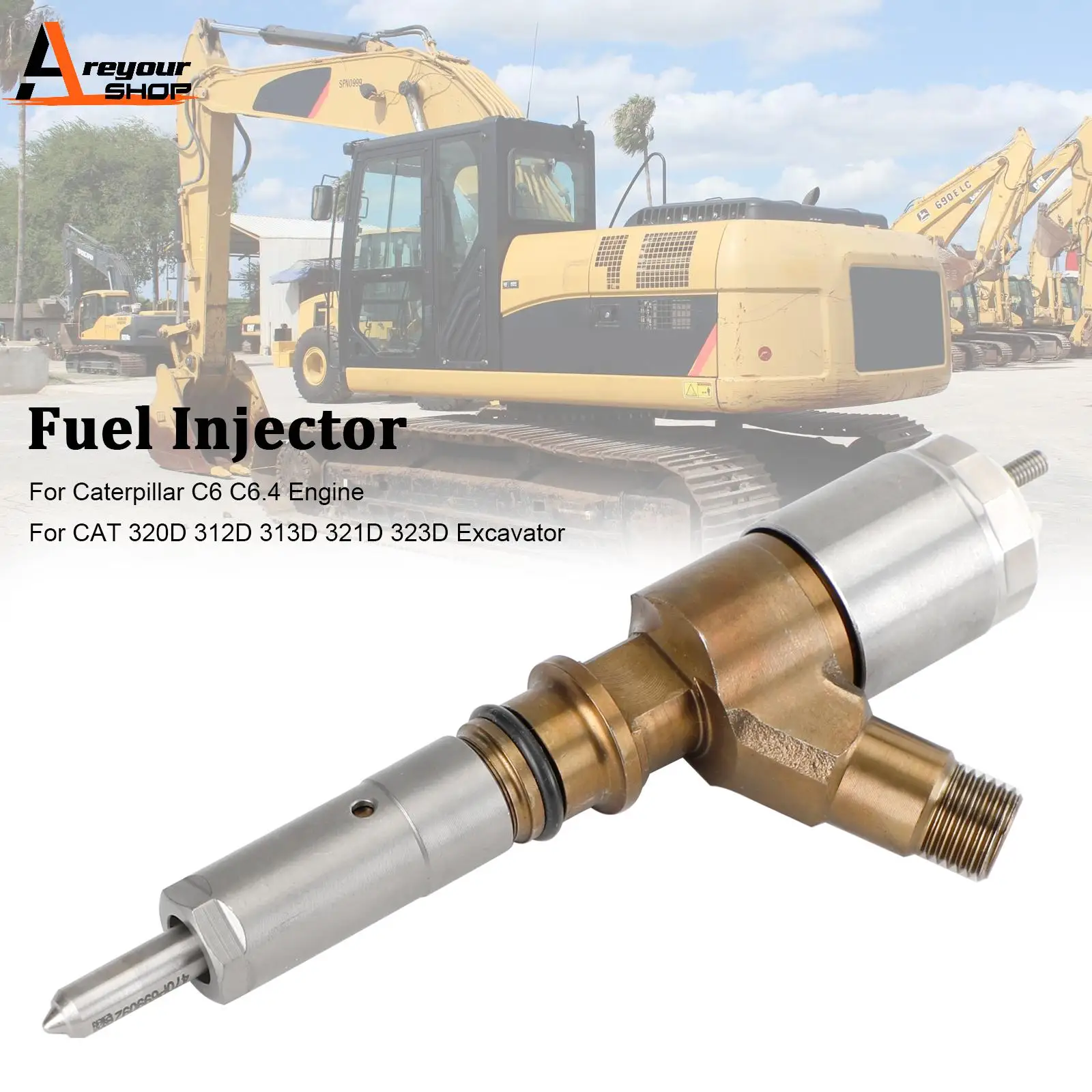 Areyourshop 1PCS Fuel Injector 3264700 Fit for Caterpillar C6 C6.4 Fit CAT 320D Excavator