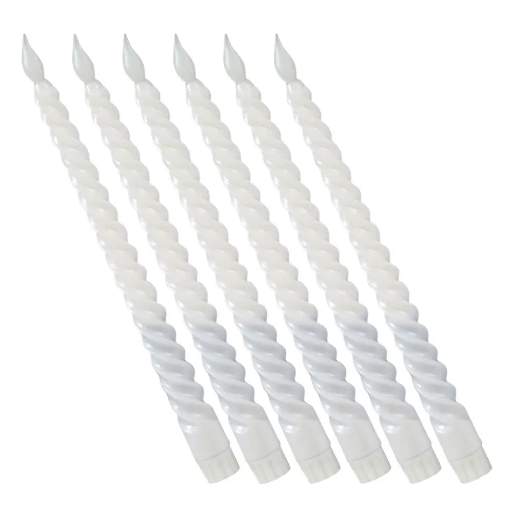 6Pcs Operated Spiral Flameless Taper Candles LED Lights Elegant Wedding Birthday Home Holiday Party Decorative