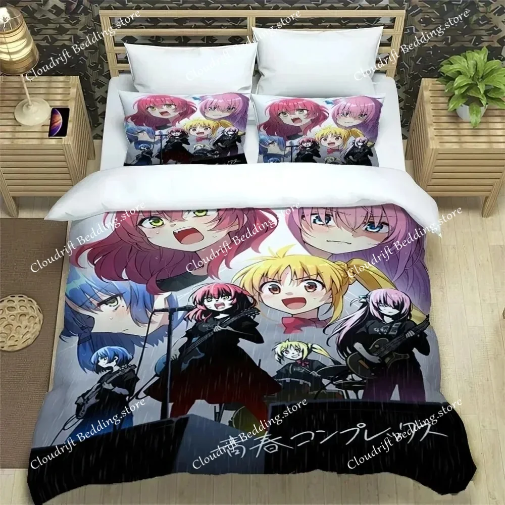 Anime Bocchi the Rock Kessoku Band Bedding Set Duvet Cover Bed Set Quilt Cover Pillowcase Comforter king Queen Size Boys Adult