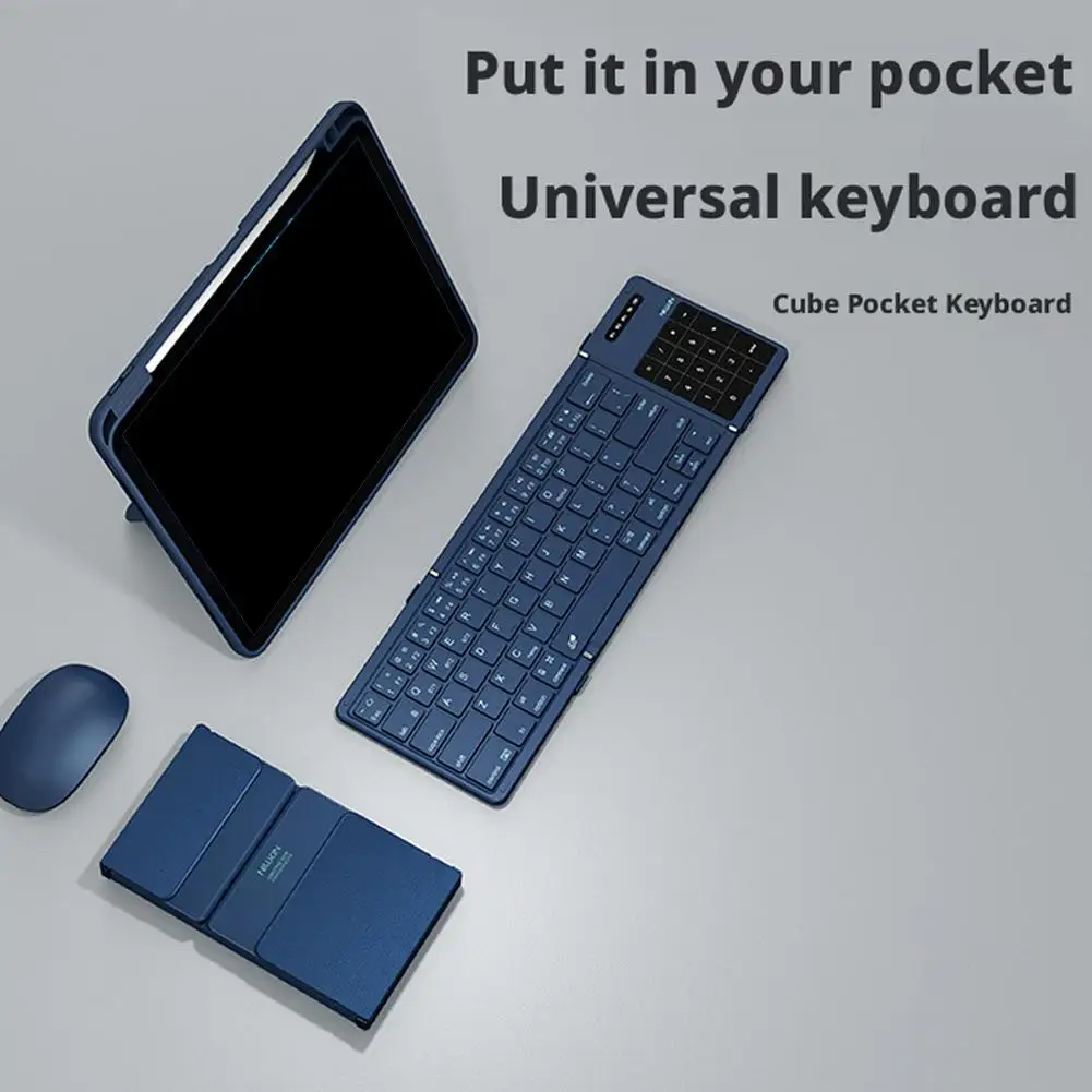 Teclado Bluetooth plegable con panel táctil para teléfono inteligente, Windows, IOS, Android, PC, oficina, Mini teclado inalámbrico portátil de 64 teclas
