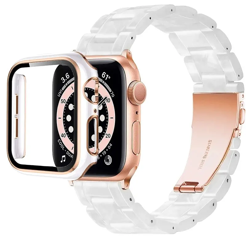 Band + Hülle für Apple Watch 45 mm 41 mm 40 mm 44 mm Band für Damen Armband für IWatch 9 8 7 6 SE 5 4 3 Displayschutzfolie für IWatch