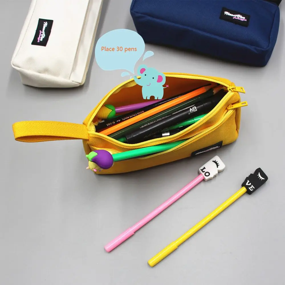 High Appearance Pen Bag Multi Fu﻿nctional Pencil Case Solid Color Stationery Bag Large Capacity Storage Bag