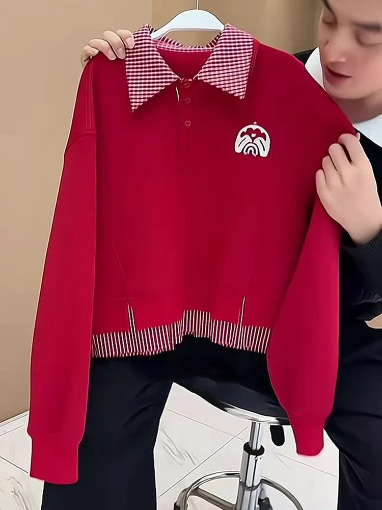 

Sli Loose Women's Overhead Sweatirt Faionable Versatile Winter Design Age-Defng Ele Casual Long Sve Ne