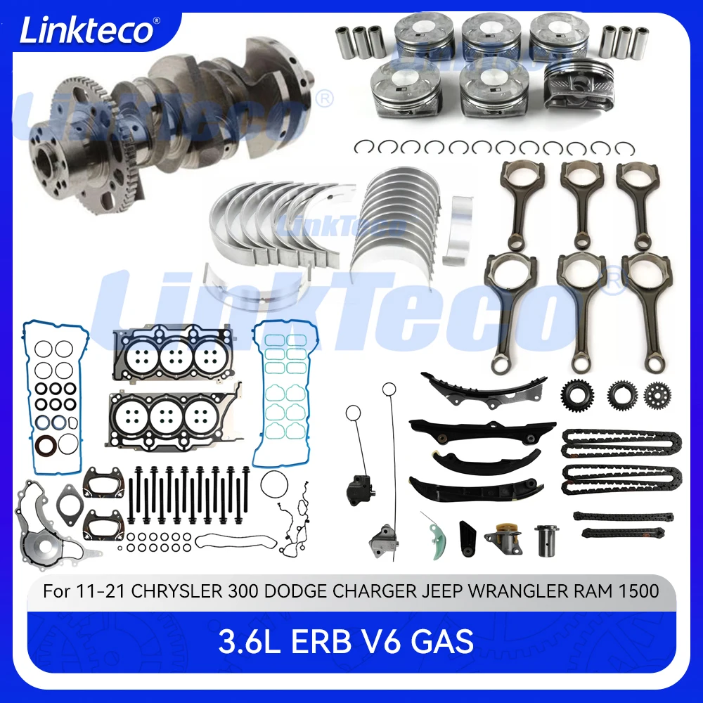 Cranksahft Pistons Full Gasket Set Bearing Timing chain Kit Connecting rod 11-20 3.6 L T ERB For 3.6L JEEP Chrysler Dodge RAM