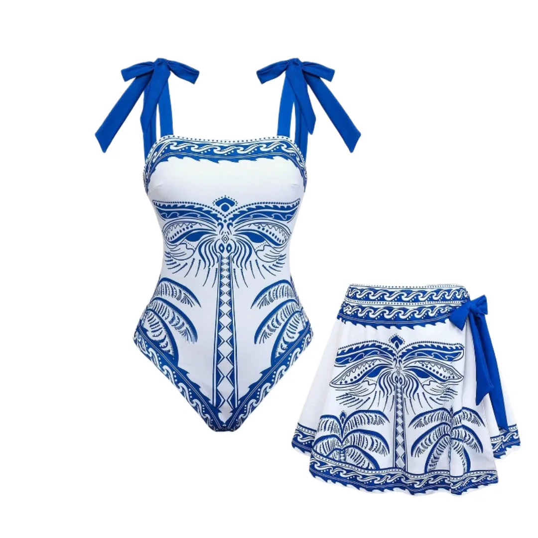 

2026 Новый цельный купальник в стиле ретро, юбка, купальник с бретелями на плечах, купальник с цветочным принтом, женский утягивающий купальный костюм, пляжная одежда