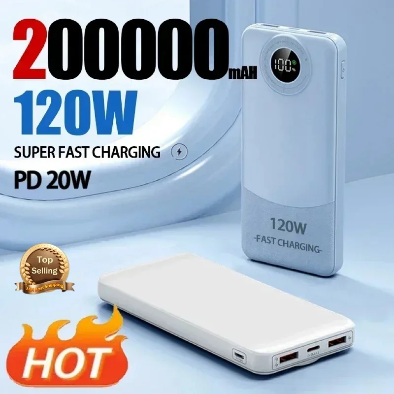 200000Mah Ultralarge Capaciteit 120W Power Bank Super Snel Opladen Voor Mobiele Power Externe Batterij Voor Iphone Xiaomi Samsung