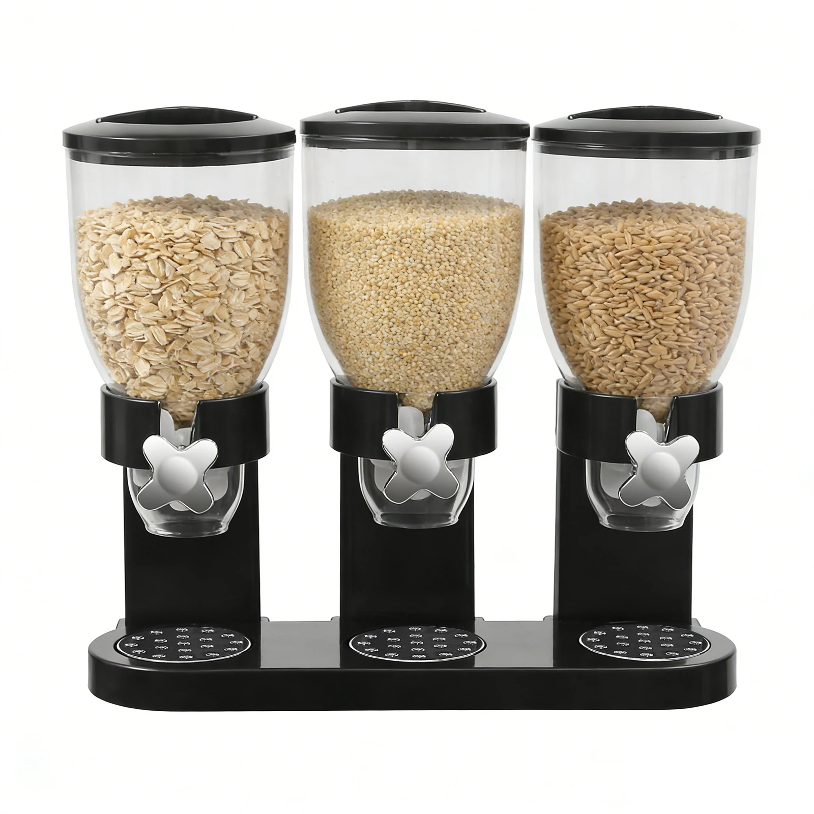 Dreifach-Müsli-Spender 3x0,44 Gallonen, Aufsatz-Müsli-Dosierer mit Knöpfen, Transparente Behälter für Reis, Getreide, Bohnen