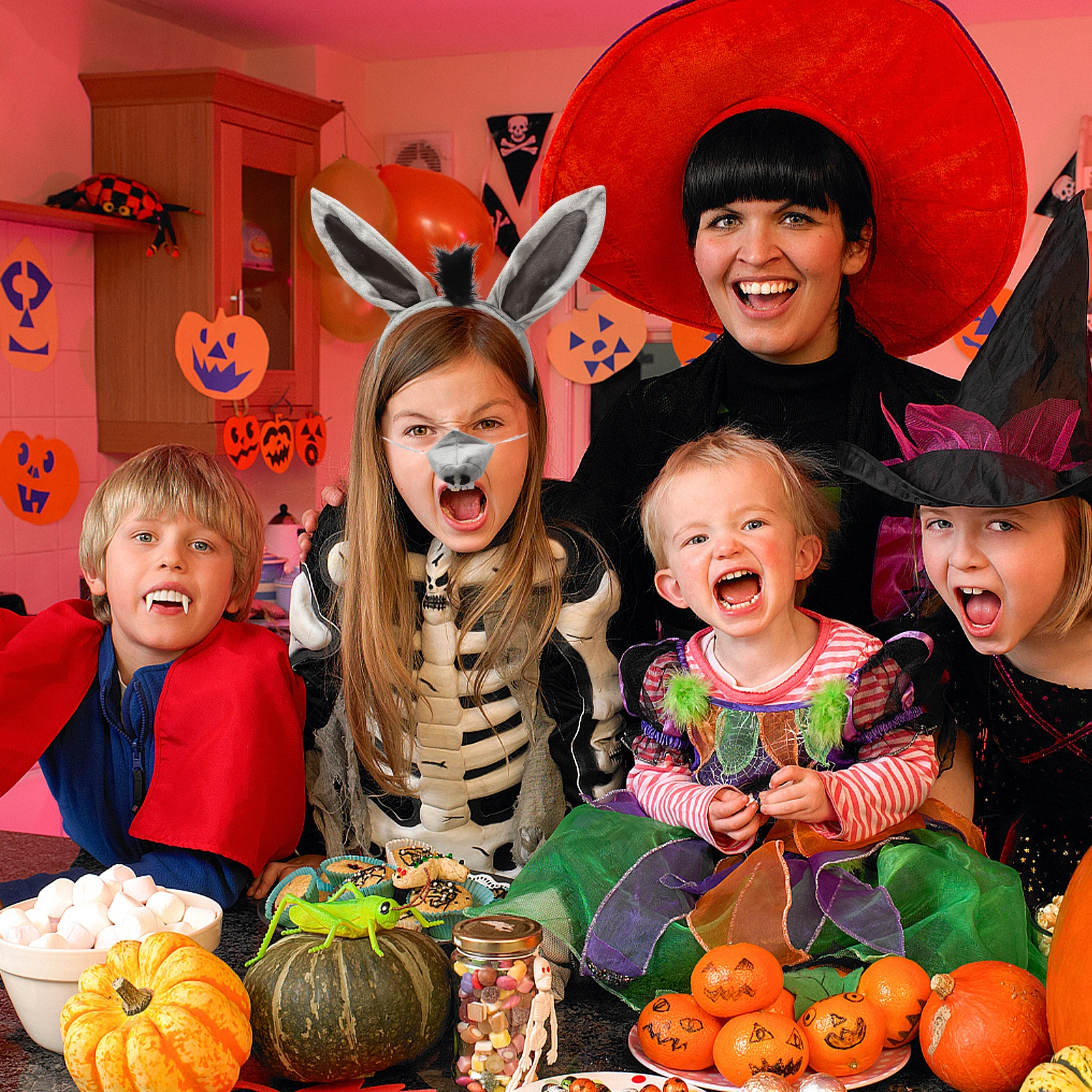 

4 шт., детский костюм осла, повязка на голову, набор наряд на Хэллоуин, реквизит, уши, хвост, нос, косплей, товары для вечеринок, костюм осла