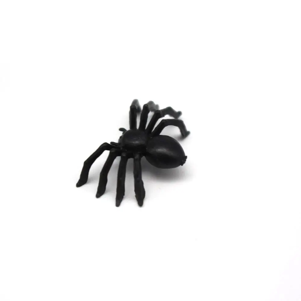 Plastic Black Spider Trick Toy, Prop casa assombrada, Decoração Halloween, 50 pcs