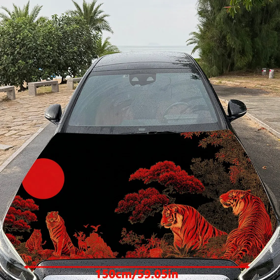 Car Decals A Red Tiger Design Presenting Oriental Aesthetics And Dynamic Charm In A Bold, Nature - Themed Composition Car Hood S