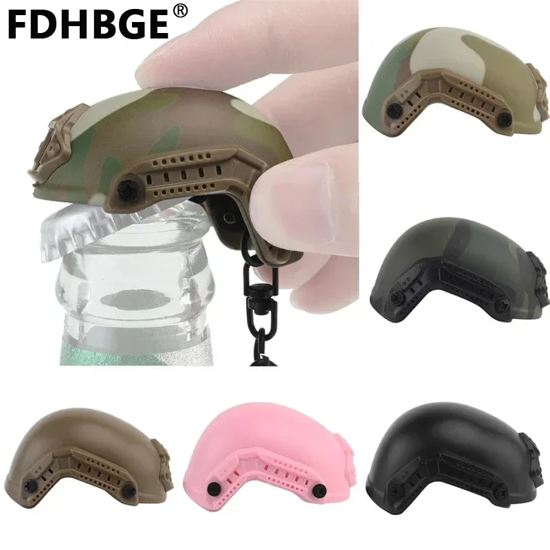 

FDHBGE Camping Hiking Bottle Opener Portable Keychain Beer Cap Tools Helmet Shape Decorations Collectibles Hunting Equipment