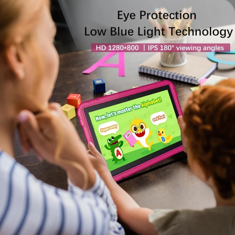 Vendite calde 10.1 "Android 13 Tablet Per I Bambini Tipo-C Regalo Custodia In Silicone 4 GB di RAM 64 GB di ROM Allwinner A523 8-core CPU 6000 mAh