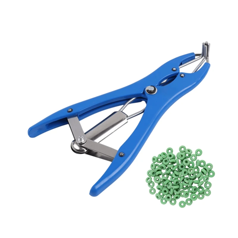 DTA5 Elastrator Castration Banding Tool Tail Docking Kit for Puppies Balloon Stretcher Filling Pliers 100 Rings