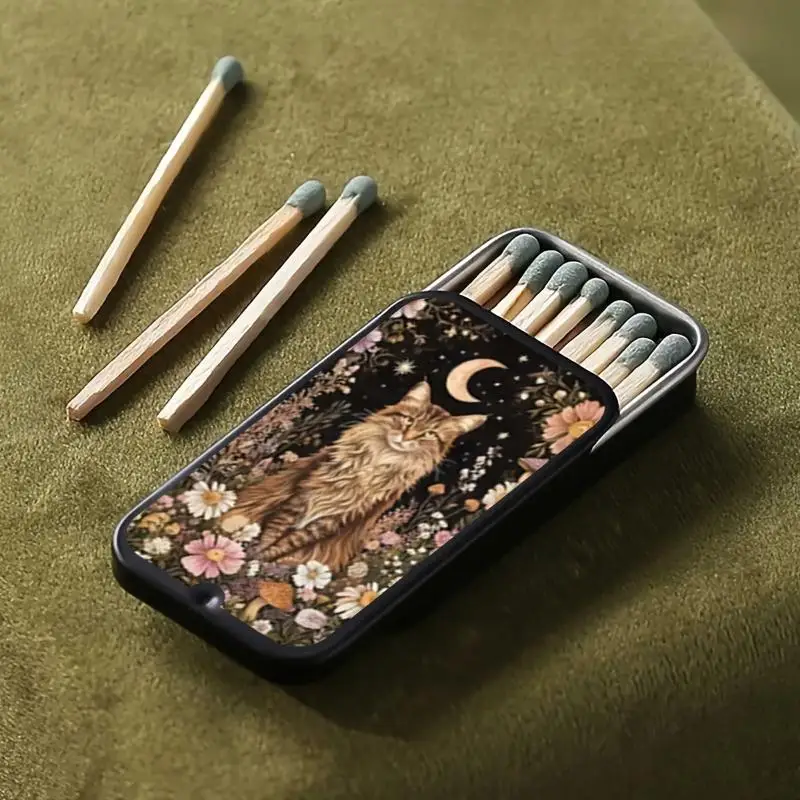 Retro Vintage Floral Fire Metal Box Does Not Include Matches Supports Match/Coin/Accessory Storage Gifts Decoration