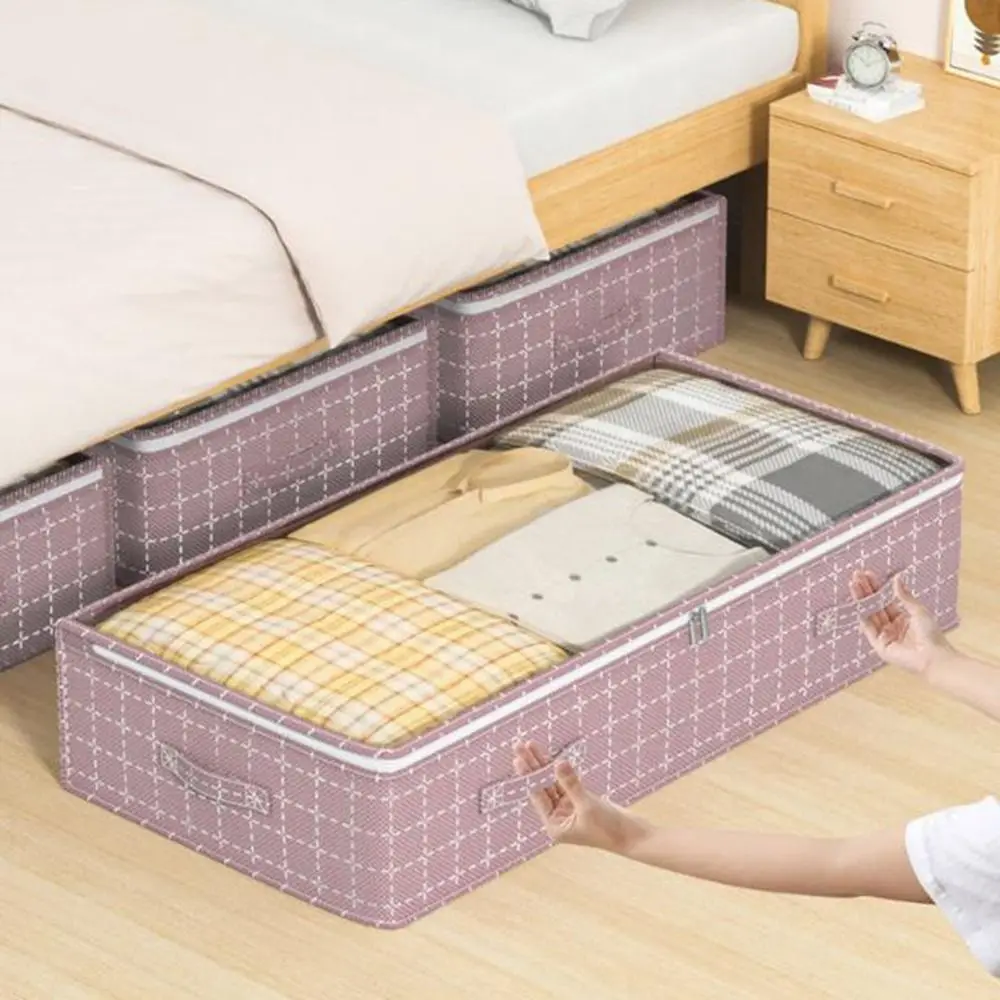 

Non-Woven Fabric Under Bed Storage Bag Dual Zipper Large Capacity Clothing Blanket Storage Bag Space Saving Dustproof