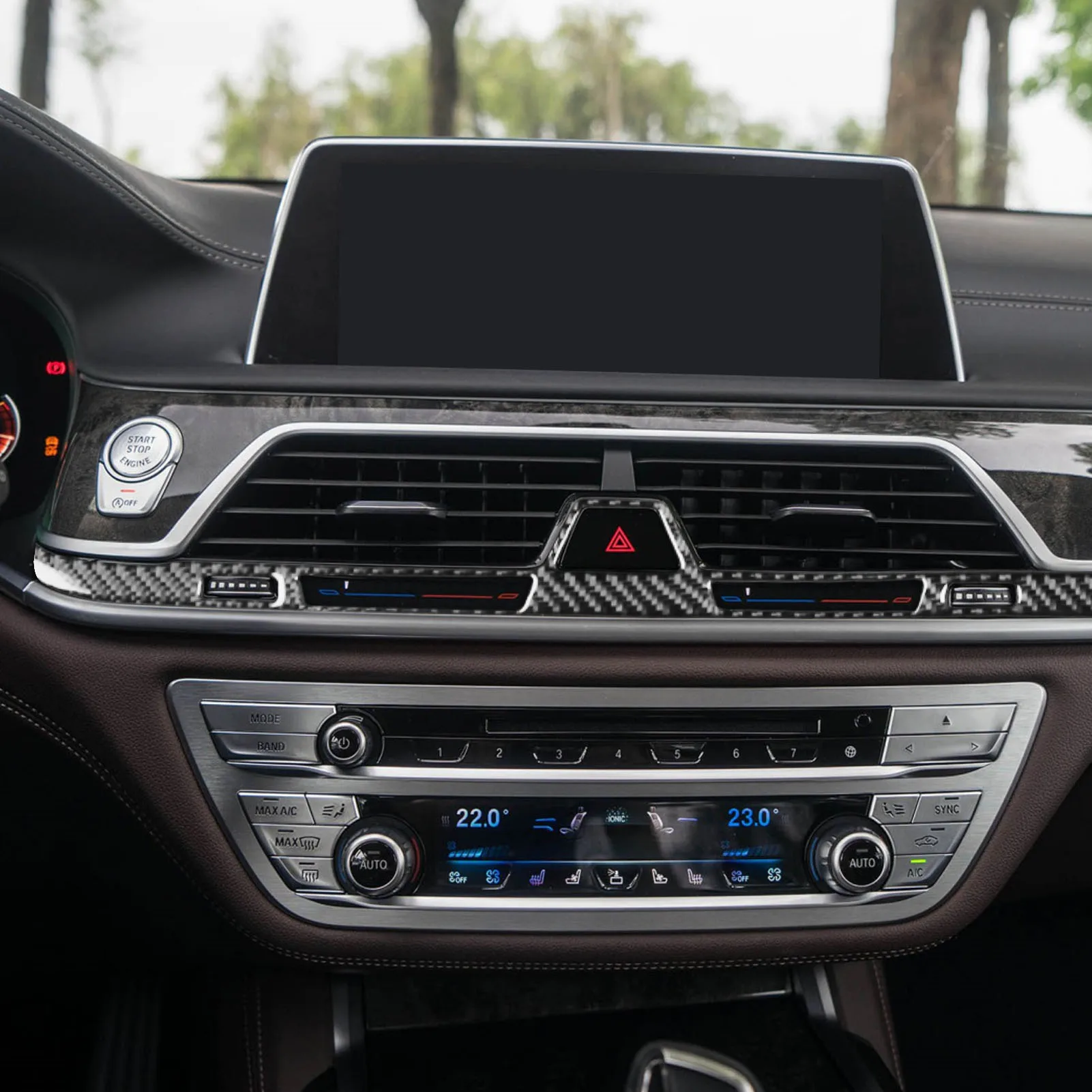 For BMW 7 Series G11 G12 2015-2022 Carbon Fiber Center Console Instrument Air Outlet Vent Set Trim Cover Car Accessories Sticker