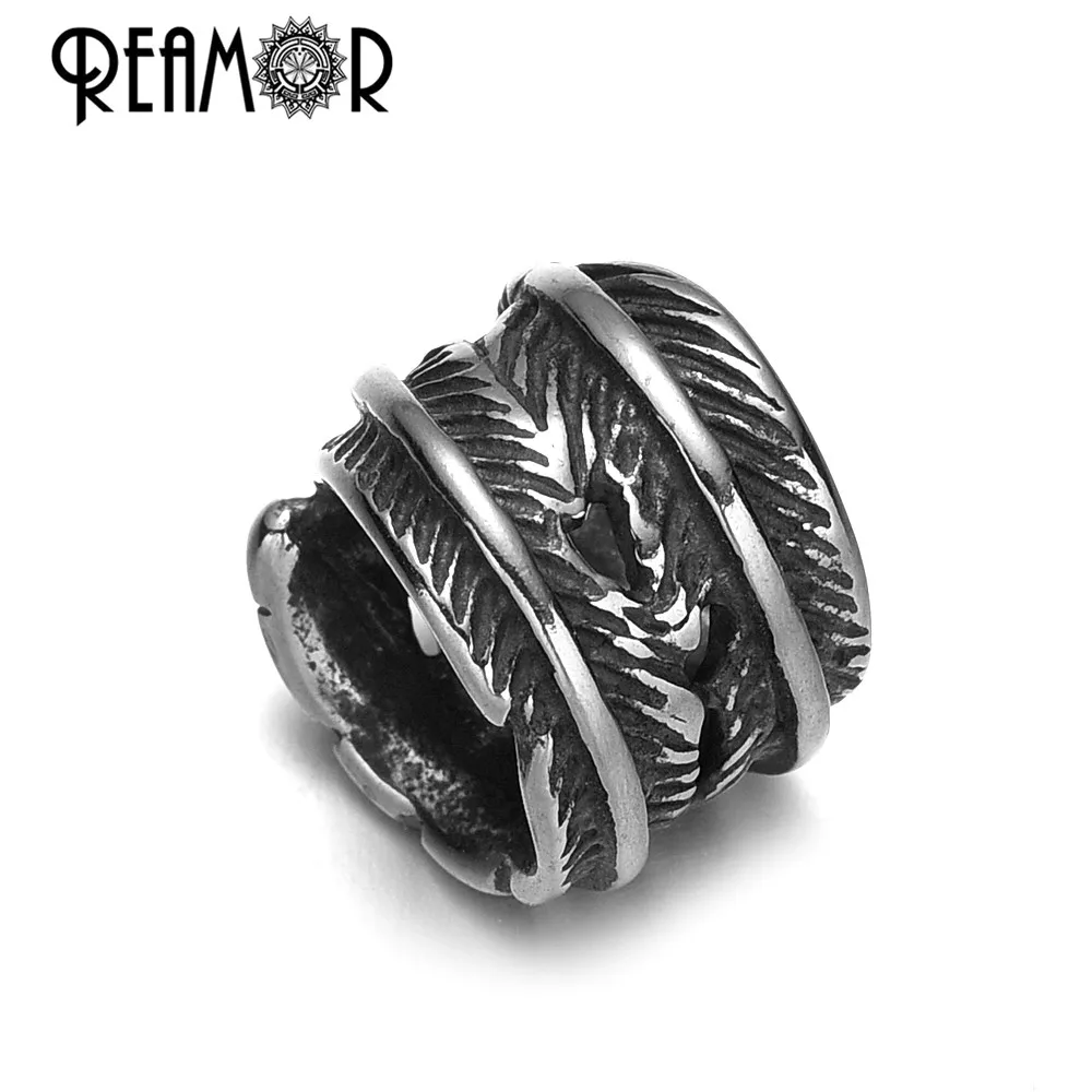 REAMOR 5/8mm Stainless Steel Large Hole Beads Plantain leaf Spacer Beads For DIY Jewelry Making Bracelet Accessories Supplier