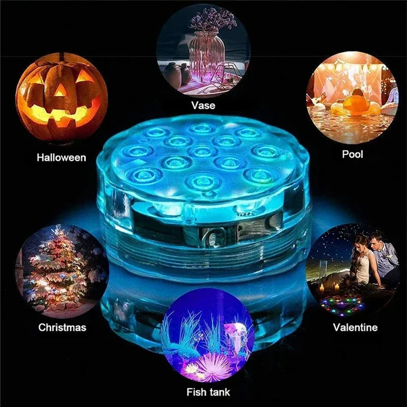 

A08F-6PCS LED RGB Submersible Light 16 Colors Underwater Lamp For Ponds Decoration Parties Vase Bases Spas Aquariums