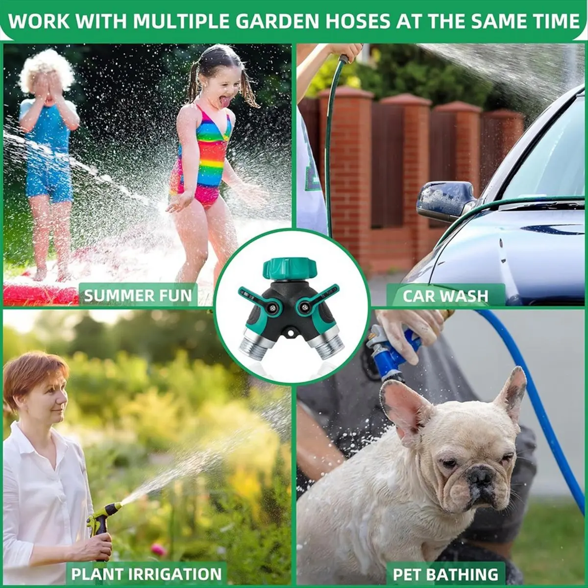 A64K Hose Splitter 2 Way 3/4 Inch Faucet Y Connector with Shut Off Valve,Garden Hose Splitter B