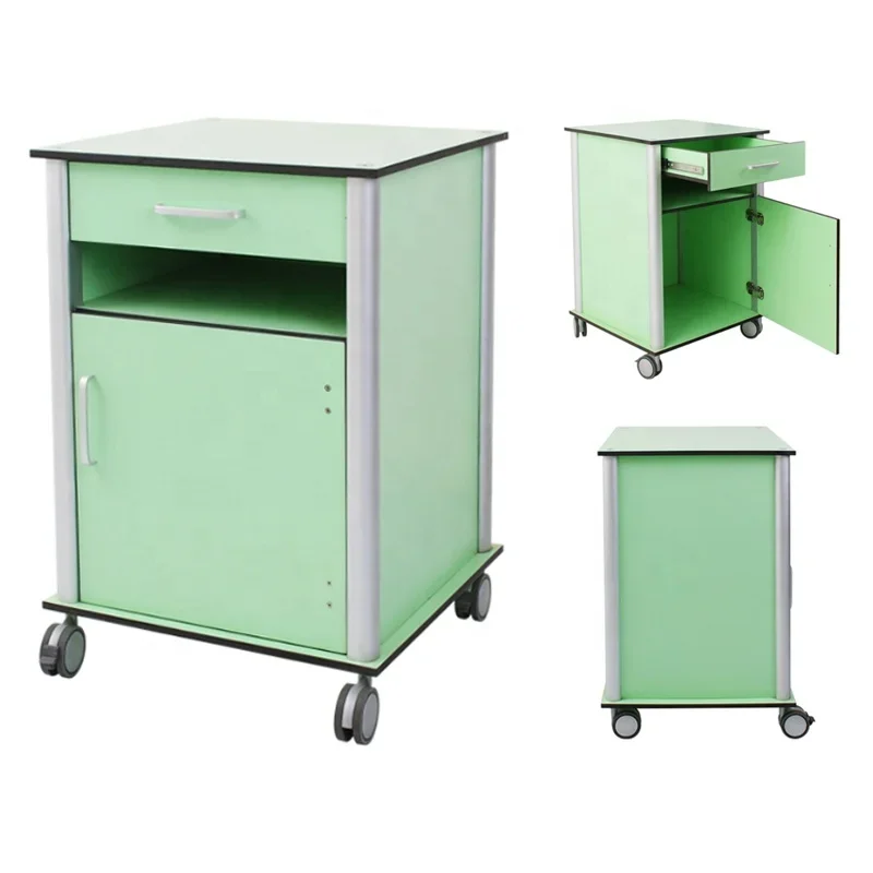 

Hospital Patient Nursing Medical Bedside Cabinet Table Nightstand Bedstand with Casters