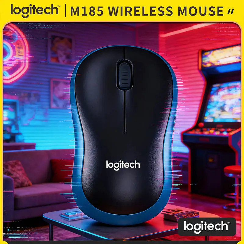 

Logitech M185 Compact Wireless Mouse Plug & Play 1000 DPI Optical Sensor 10m Range 12-Month Battery Comfortable Ambidextrous
