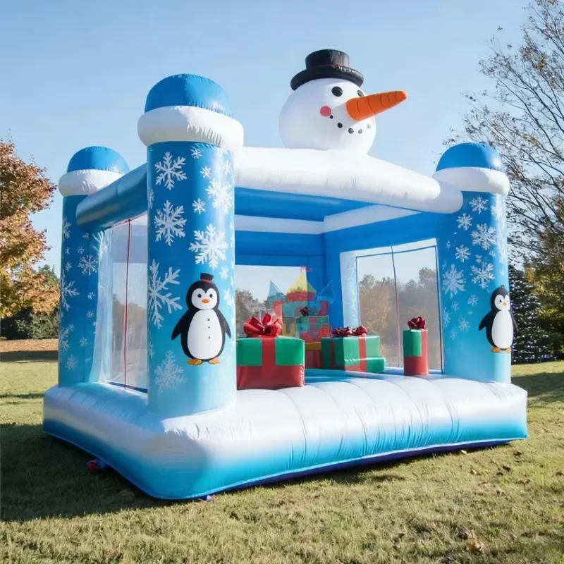 Commercial Christmas Jumping House Snowman Bounce Castle Santa Clus air Bouncy Combo for Party Rental Business