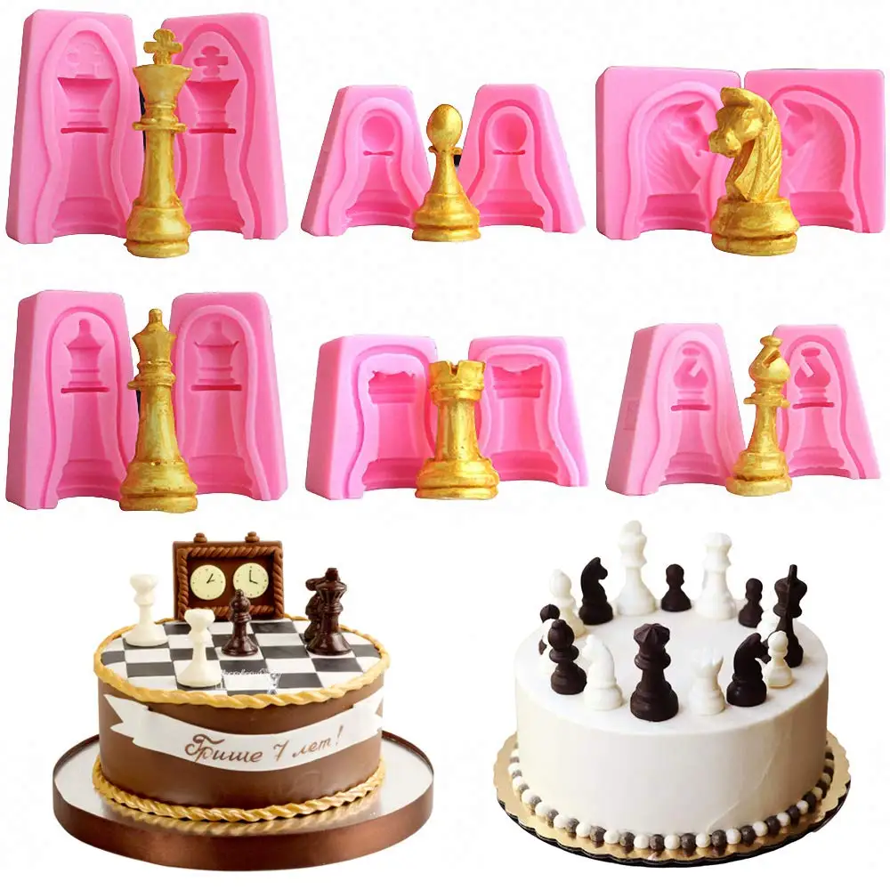 

Set of 6 3D International Chess Piece Chocolate Candy Mold Kit, Chess Silicone Cake Cupcake Fondant Decorating Tool, Beeswax