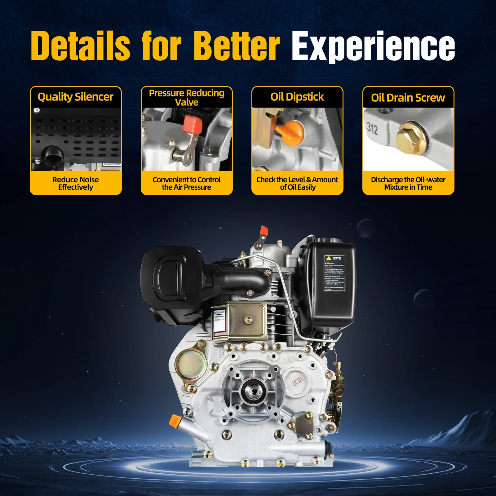 محرك ديزل رباعي الأشواط 418cc 3600 دورة في الدقيقة 6.3kw محرك ديزل يستخدم على نطاق واسع في عملية الأراضي الزراعية وري الحدائق