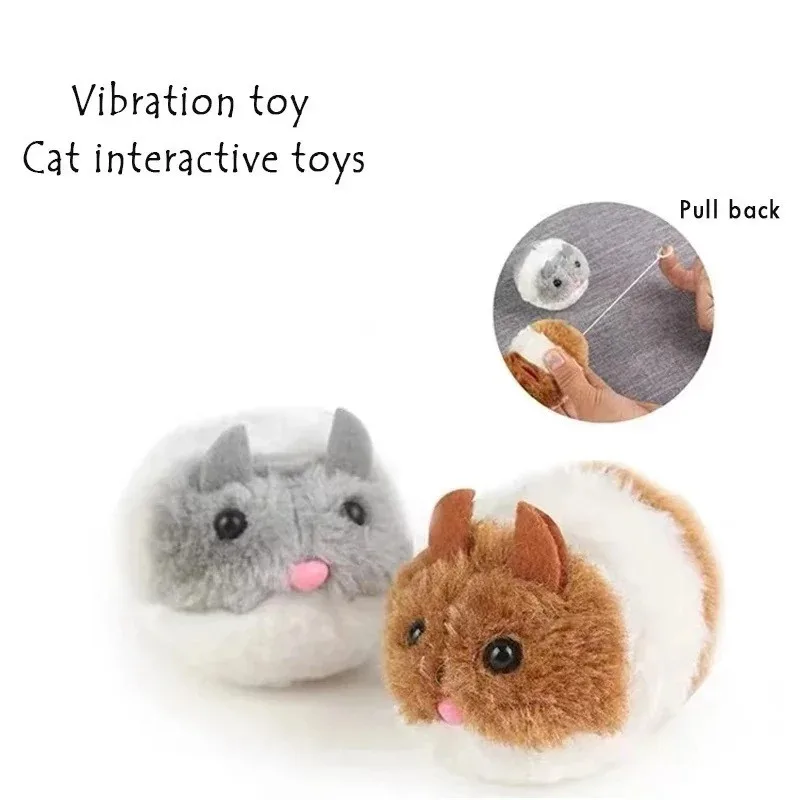 Brinquedos interativos de hamster de pelúcia simulação animal de estimação gatinho segurança mouse de pelúcia brinquedo mecânico vai virar e fugir