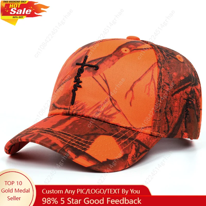 Spring outdoor sunhat KOEP Jungle Tree Orange Camouflage Cotton DadSnapback Hat Outdoor Fishing Baseball Cap HuntingHat KBRT5