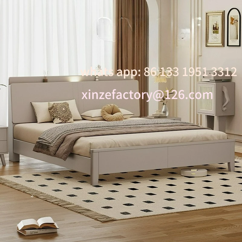 

Customizable custom Nordic solid wood bed 1 meter 8 plus mattress master bedroom double bed with storage box pure solid wood bed