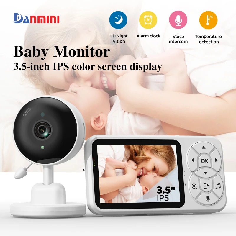 

Видеоняня DANMINI с цветным экраном, 3,5-дюймовым дисплеем, камерой 720P, встроенным литиевым аккумулятором 2000 мАч, регулируемым размером изображения