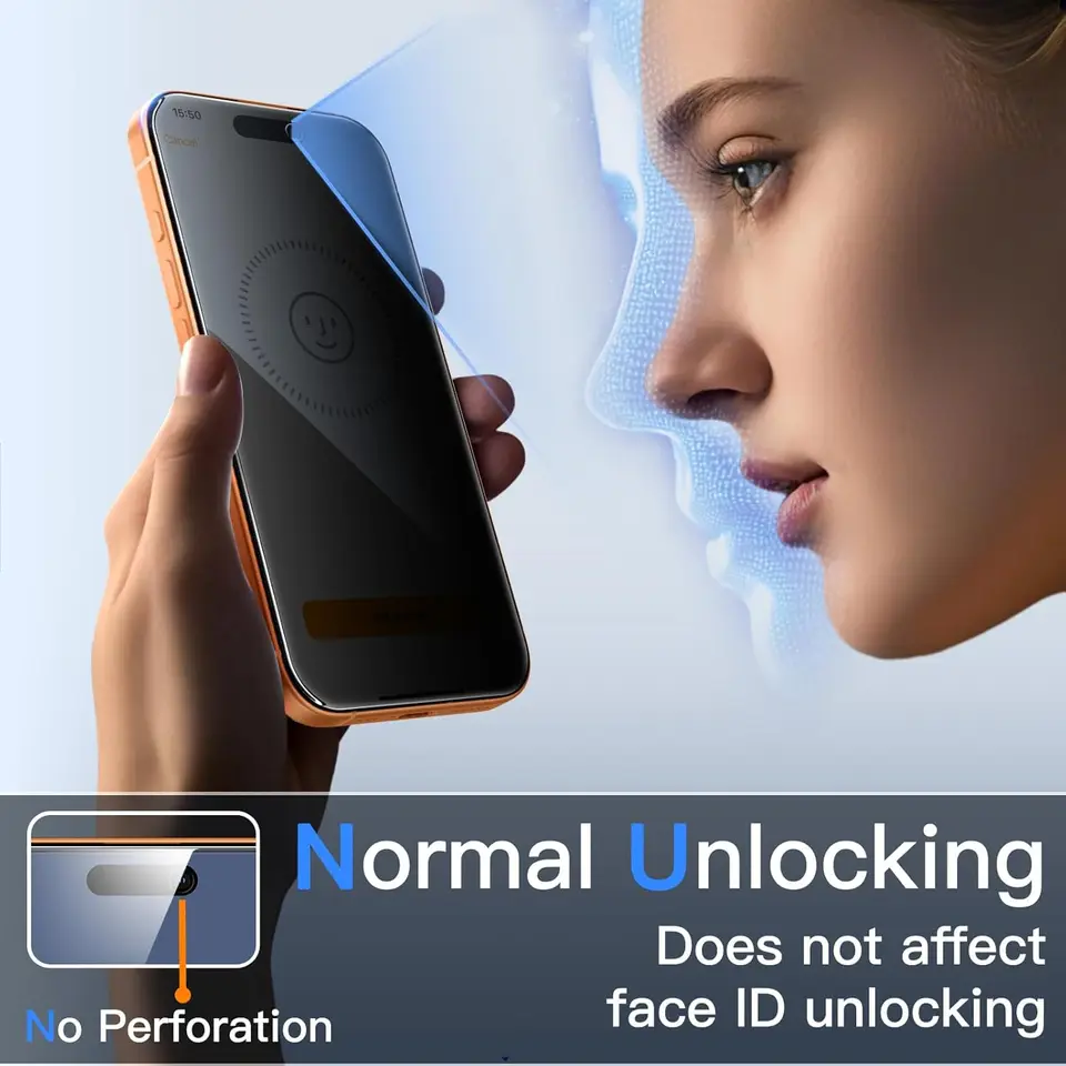3 Piezas Protector de Pantalla Antiespía para iPhone 11 12 13 14 15 16 17 Pro Max 14 15 16 Plus 16e 17 Air 17e, Película de Privacidad de Vidrio Templado 4