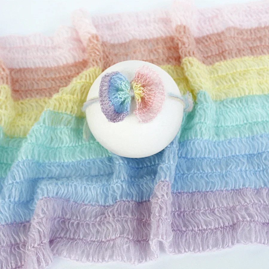 Conjunto de arco iris para recién nacido, accesorios de fotografía para recién nacidos, accesorios para bebés, diadema para el pelo de bebé recién