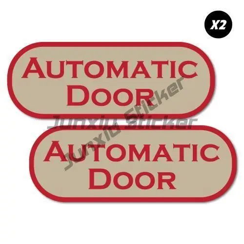 2 x Automatic Door Black and White Horizontal, Car, Van Decal Business Sticker Waterproof Decor Reflective Caution Sign