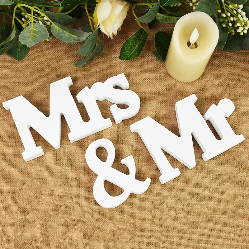 3Pcs/Set Mr And Mrs 3D Wooden Letter Wedding Sign Centerpieces Decoration Letter For Wedding Just Married Party Decor Photo Prop