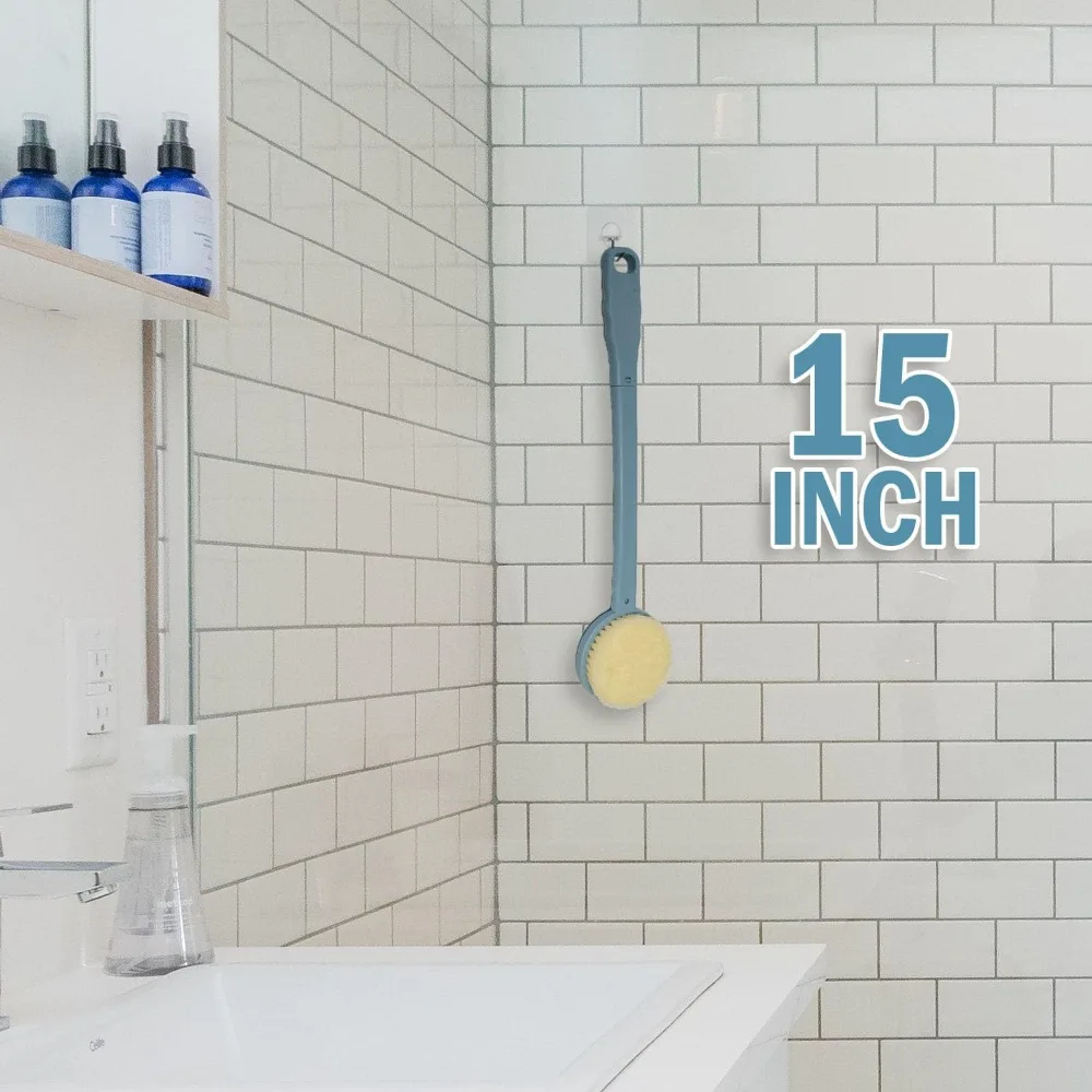 15 Sikat Mandi Gagang Panjang untuk Menggosok Punggung, Tubuh, dan Kaki (Biru)
