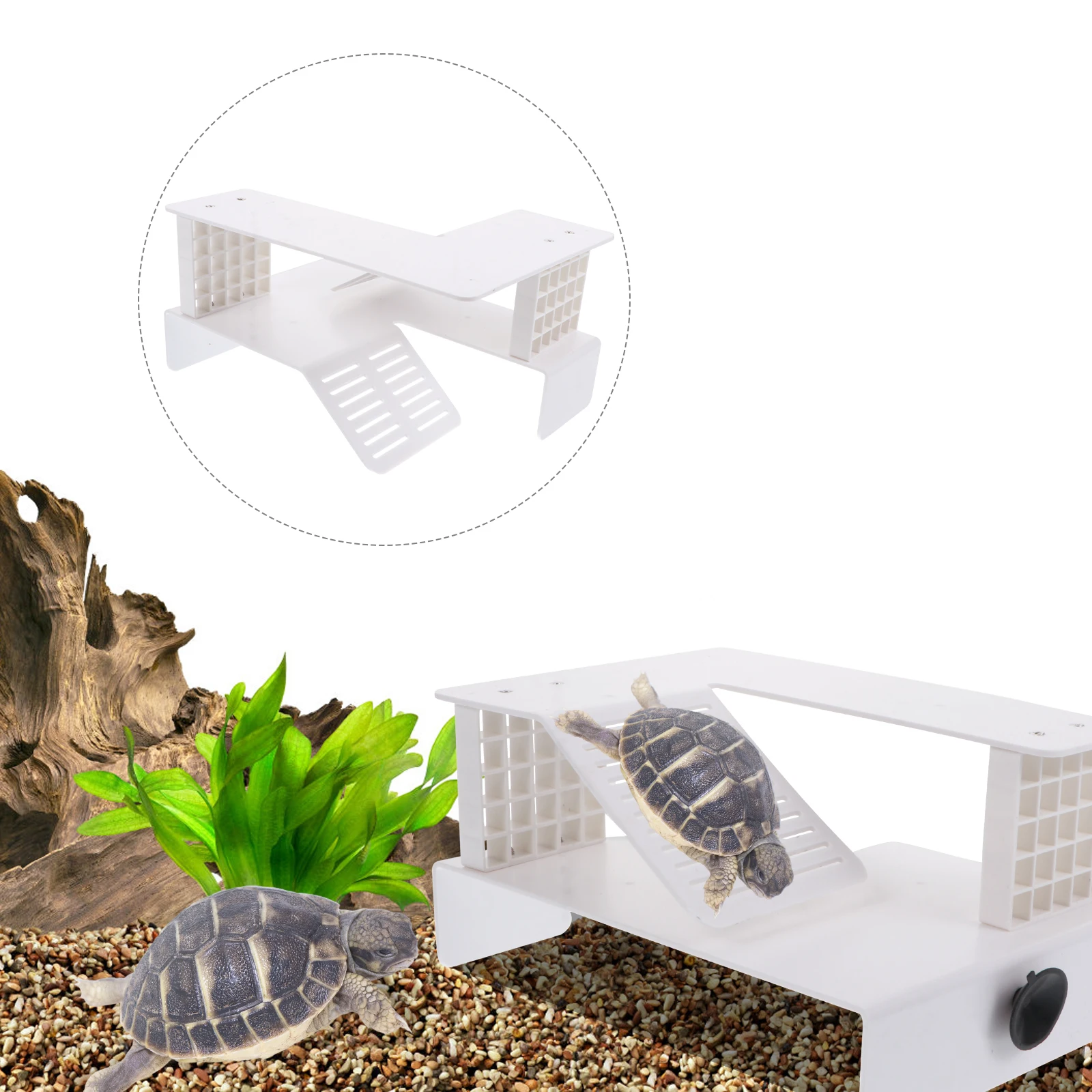 

Plastic Turtle Basking Platform Floating Terrapin Dock Reptile Climbing Ladder Sunbathing Deck Aquatic Pets Large Size Two