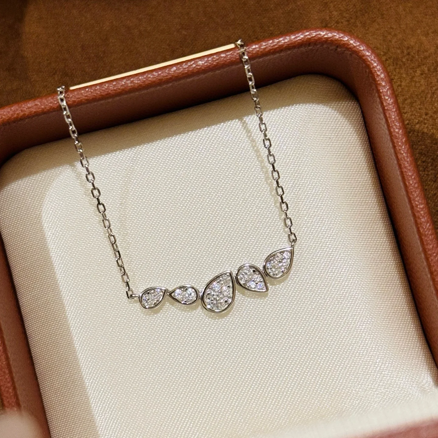

100% 925 Sterling Silver AAA Zirconia Water Drop Necklace For Women Fine Jewelry