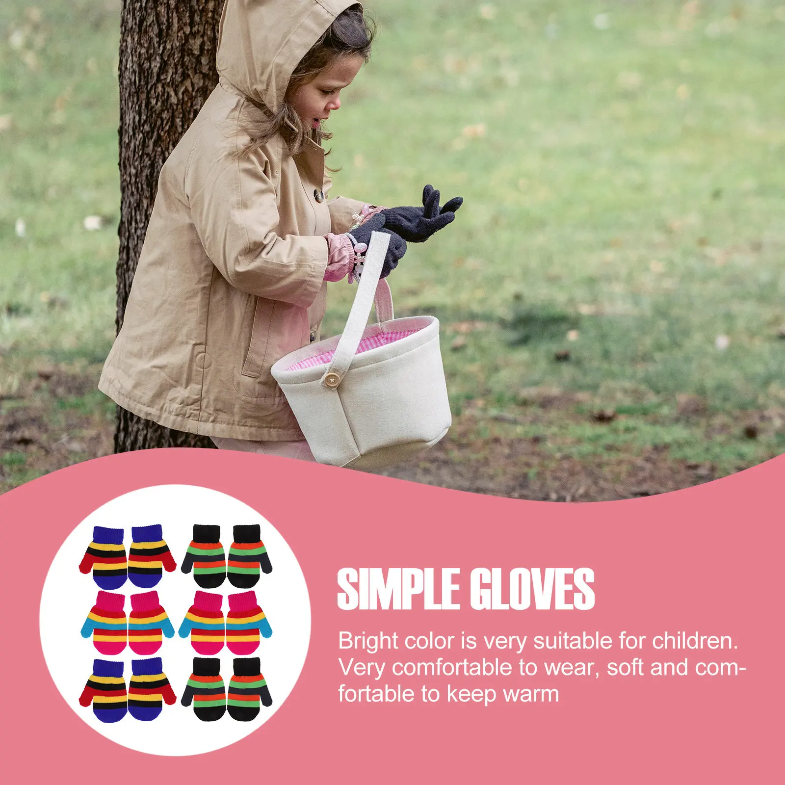 

6Pairs Children Winter Warm Knitted Gloves Outdoor Hand Protectors Full Coverage Cold-Proof Colorful Gloves Winter Supplies