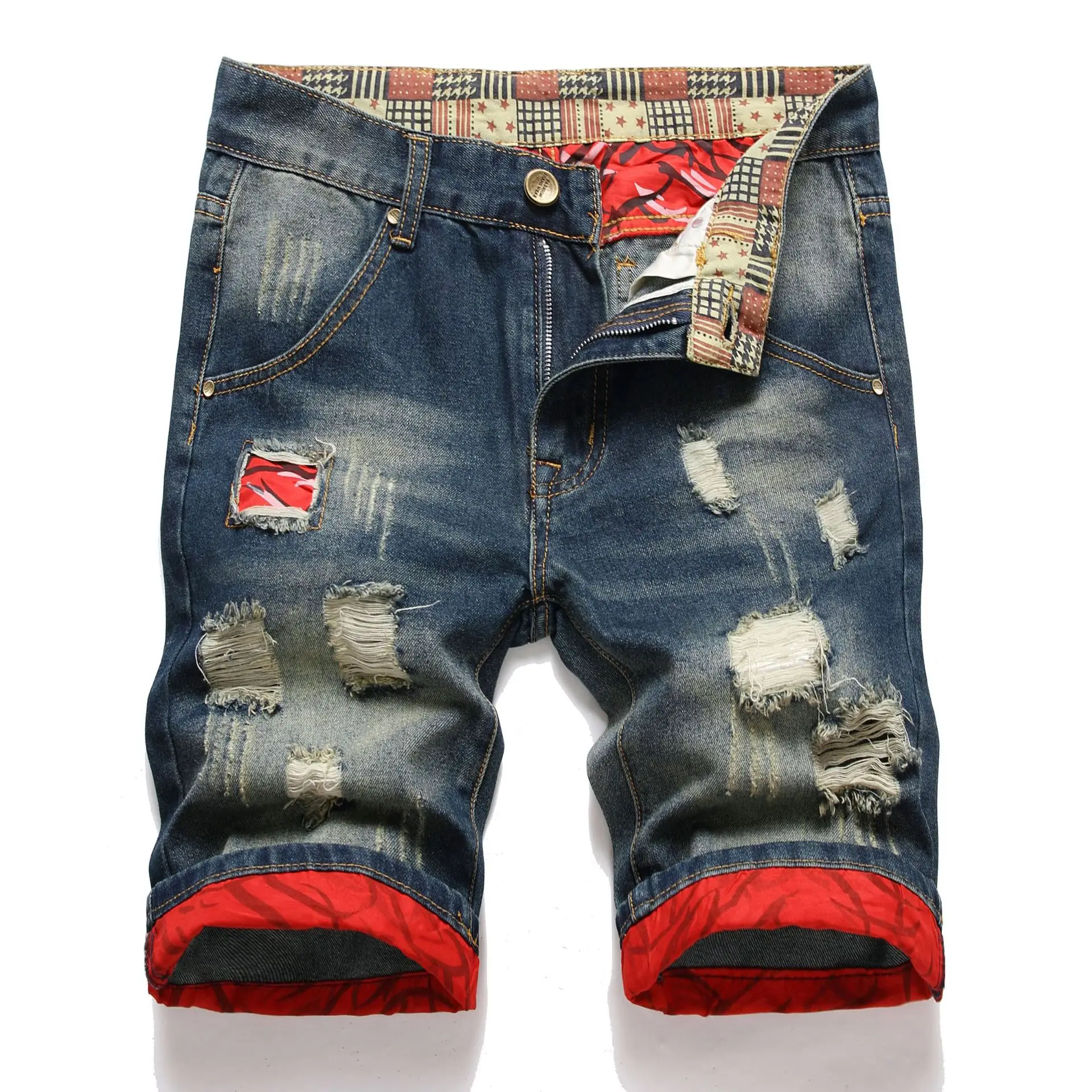 Trendy hoge kwaliteit casual kleding vintage denim shorts heren casual knielengte jeans retro gewassen katoen korte broek zomer