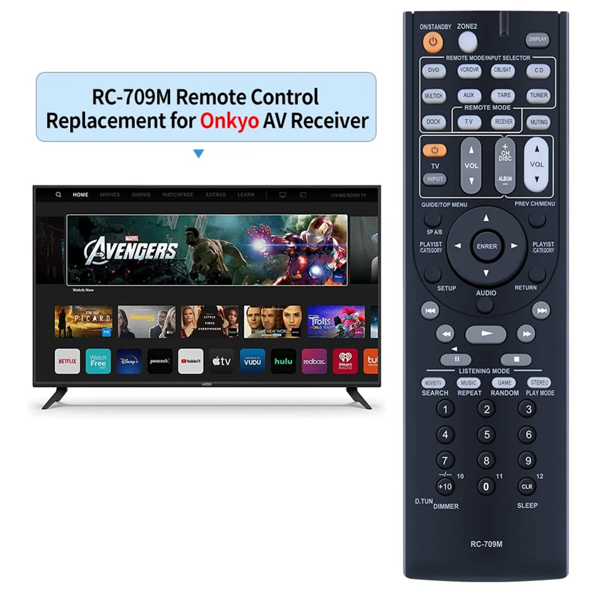 RC-709M Remote Control Replacement for AV Receiver RC-737M RC-765M TX-SR507 TX-SR606 TX-SR607 -XR606 TX-SR606S