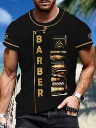 BARBER Printed Men's Crew Neck T-shirt 2024 Summer Men's Top Street Fashion Men's T-shirt Everyday Casual Men's Short Sleeve