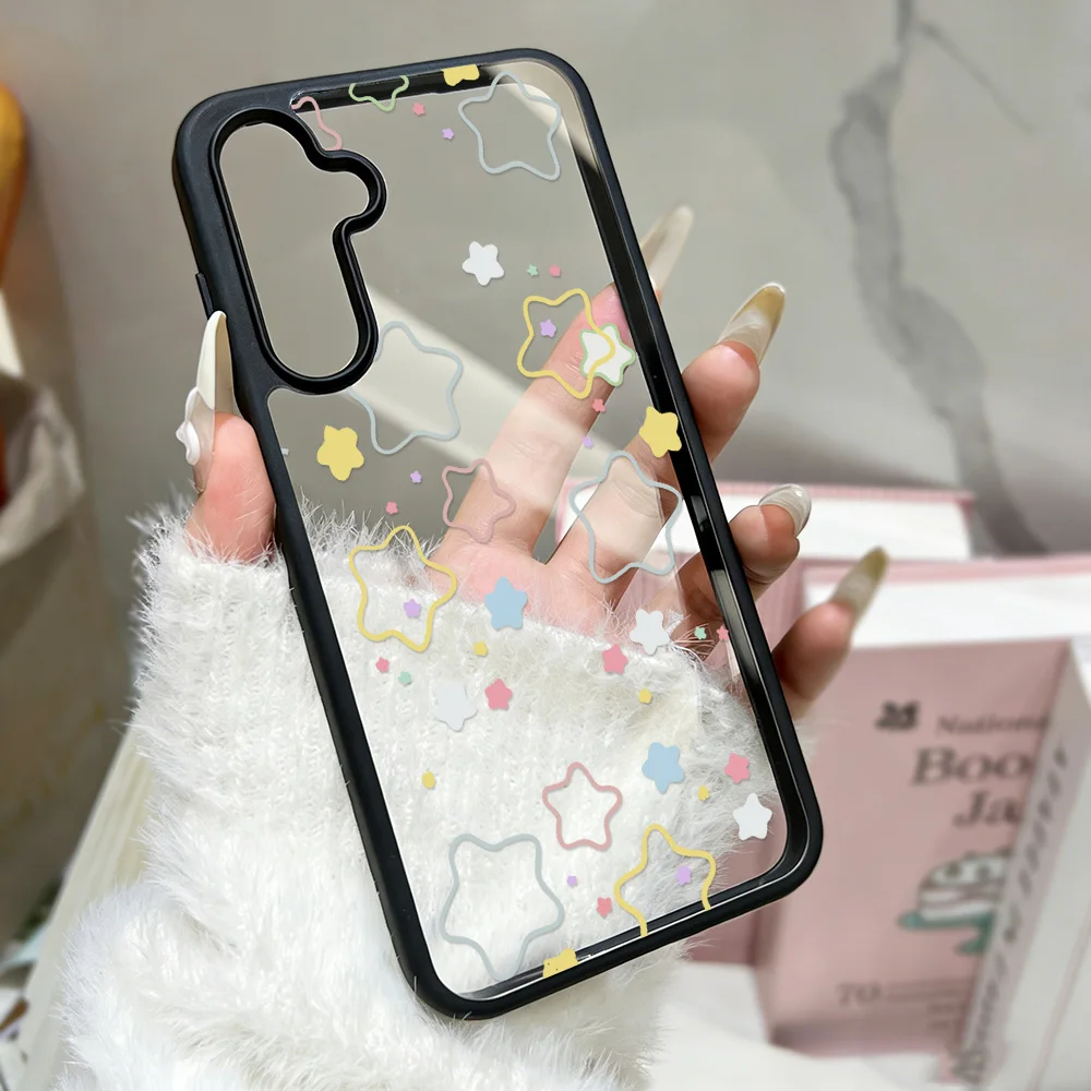 Silicone Matte Phone Case For Samsung Galaxy S25 Ultra Funda S24 Ultra S24 FE S23 Ultra S26 Prtotective Ins Star Painted Cover