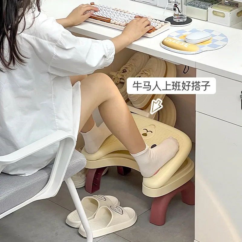 Cute footstool office adjustable thickened table under foot stepping