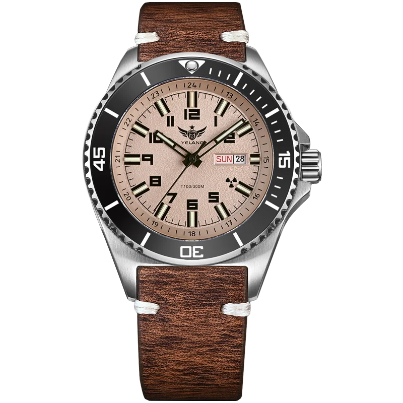 YELANG Men Military Watch 44mm Diver Automatic Mechanical Wristwatch 300M Waterproof Luminous Tubes Sapphire  MIYOTA 8205
